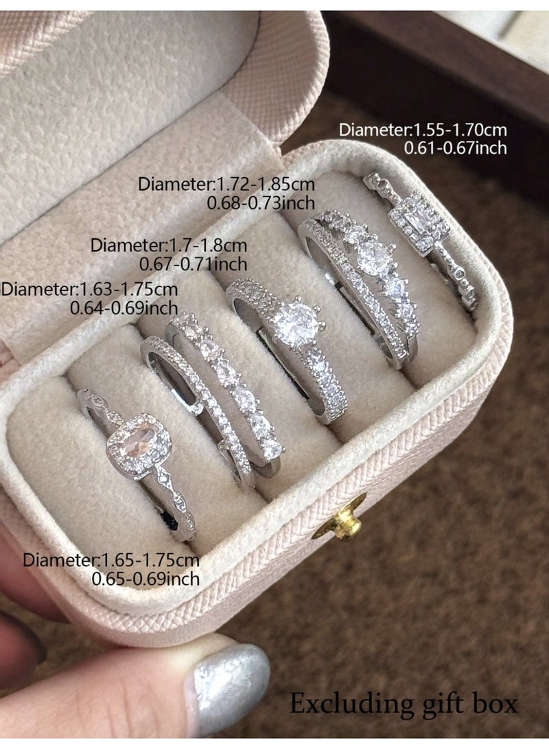 ڤيا مجموعة خواتم نسائية فاخرة عصرية مرصّعة بالزركونيا – 5 قطع - Image 2